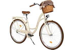 ‎MILORD MILORD Damenfahrrad Citybike Komfort Mit Weidenkorb Vintage Fahrrad, 26, 28 Zoll, 1-Gang
