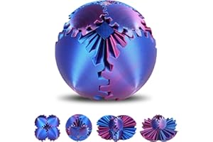 Ainiv Gear Ball Fidget Toy, 3D Printed Steampunk Whirling Wonder Fidget Gear Sphere, Stress Relief Anxiety Fun Gearsphere Fidget Toy for Office and Home, Birthday for Adults Kids(8cm)