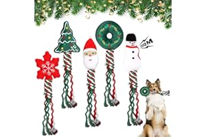 Axinyijia 5 Piezas Juguete Chirriante Navideño para Perro, Cuerda de Juguete para Perros Navideños, Juguete Masticable para Perros Navideño con Árbol de Navidad y Papá Noel