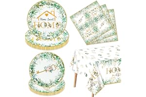 XJLANTTE Housewarming Party Decorations - 61pcs Home Sweet Home Party Tableware Set, House Warming Tablecloth, Housewarming Key Plates and Napkins for Welcome Home New Home Wedding Decoration, Serve 20