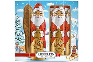 Riegelein Schoko-Weihnachtsmänner aus Vollmilch-Schokolade, 125g - Nostalgische Weihnachtsmann in der Box mit Sichtfenster - 10 Stück á 12,5g - Ideal für Adventskalender, Nikolaus & Weihnachtsteller