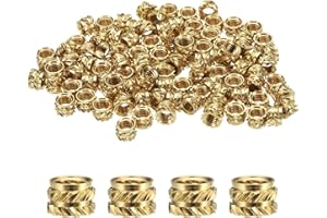 QUARKZMAN 50 Stück M4 Gewindeeinsätze Messing Heat Set Insert M4x4mm, OD 6mm gerändelte Einpressmuttern, 3D-Druck Messing Muttern weibliche Gewindeeinsätze Muttern