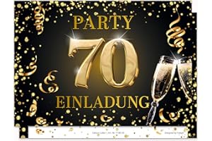 ‎EDITION COLIBRI Edition Colibri Einladungskarten zum 70. Geburtstag, 10 Stück, Format A6, Karten-Set, Einladung, zum Beschriften, Party schwarz, gold (11180 DE)