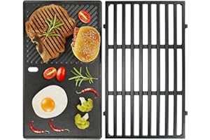 7637 Grillrost und Bratpfannen Ersatzteil für Weber Spirit I & II 200 Series, 44,5 cm BBQ Grillplatte für Weber Spirit E-210 E-220 Spirit S-210, S-220 Gusseisen Gasgrills mit Frontkontrollrosten 2PCS