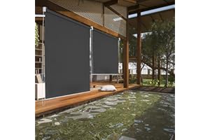 Riossad Senkrechtmarkise Vertikalmarkise Sonnenschutz Beschattung Wasserfest Balkonrollo für Balkon, Terrasse, Garten,140 x 140 cm grau