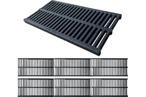 NATOTELA 6 Pack Polymer Plastic Storm Drain Grate-500x250x25mm Rectangular Channel Grate Garden Drainage Grates Outdoor Trench Cover Total Length 3m for Houseside pavement Yard Patio commercial