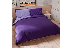 PETTI Artigiani Italiani - Set Copripiumino Matrimoniale 250x200 cm (2 Federe 50x80 cm Incluse), Parure Copripiumino Morbida Microfibra Tinta Unita Lilla - Viola