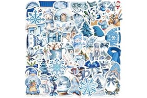 AUCEKO 50 Stück Winter Aufkleber Pack Blauer Winter Sticker Set Wasserdichte Vinyl Sticker für Laptop Kinder Autos Motorrad Fahrrad Skateboard Gepäck Koffer Computer Aufkleber Graffiti Decal