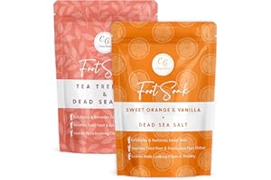CalmGenix Foot Soak with Tea Tree Oil & Dead Sea Salt | Helps Treat Nail Fungus and Athletes Foot, Foot Spa Bath | Foot Moisturiser & Deodorizer Feet Soak | Exfoliating Feet Soak – Multipack