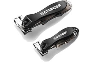 Steinder Coupe-Ongles, Coupe-Ongles Easy Grip Set (Ongle + Home Value 2 Pack) Tête Pivotante Rotative Pour Ongle Épais À 360 Degrés Lame Et Conception De Capteur D'Ongles , Lot 2. Unité (Lot 1)