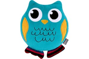 ICEHOF Cojín de huesos de cereza con lavanda, funda extraíble, lavable y suave, cojín térmico para microondas, calor duradero gracias al relleno natural, búho (19 cm)