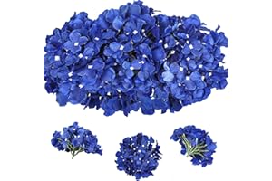 Tifuly 12pcs hortensias artificiels, Fausses hortensias têtes de Fleurs avec des tiges pour Les Bouquets de mariée de Mariage, décoration de fête de Bureau à Domicile, centres de Table (Bleu Royal)