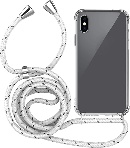 MyGadget Coque Cordon Pour IPhone 14 Pro Max - Cover Bumper [ Tour De Cou Séparable ] - Case Transparent Avec Collier - Protection Anti Choc - Lanière Rose