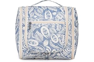 Narwey Neceser Colgante Bolsa de Aseo Mujer Grande Neceser Maquillaje Organizador Viaje Accesorios Largo (Hoja Azul)
