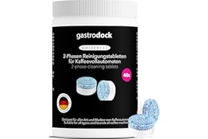 GASTRODOCK Premium 2-Phasen Reinigungstabletten für Kaffeevollautomaten [40 x 3,5g] MADE IN GERMANY - Reinigungstabs für Kaffeemaschinen - Kompatibel mit Siemens, Jura, Krups, Bosch, Miele, Melitta, WMF