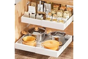 Sprifityy 2 Piezas Cajón telescópico,cajones extraíbles expandibles,estantes de Almacenamiento con cajones extraíbles de Acero al Carbono,Ancho Ajustable 32-52 cm,sin Taladrar,Requiere Clavos(Blanco)