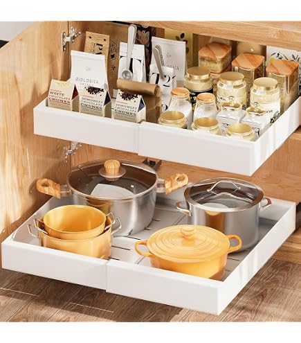 Organizzatore Estraibile A 2 Ripiani Per Armadio, Larghezza 35,6 Cm, Cromato, Scorrevole, Per Cucina E Bagno - 4