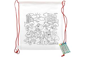 Partituki 20 Zaini da Colorare e 20 set di 5 Pastelli a Cera Colorati Certificato CE di Non Tossicità. Gadget Dettagli per i Compleanni dei Bambini