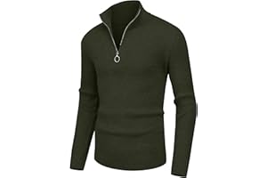 Hisir Pullover Herren Strickpullover 1/4 Zip Pulli Männer, Bequem Weich Warmer Winter Pullover für Männer Herren Pullover mit Stehkragen mit Reißverschluss