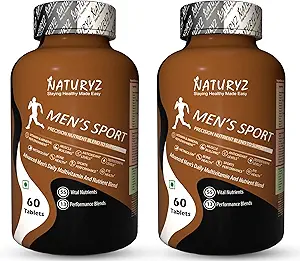 Naturyz Men's Sport Advanced Daily Multivitamin (55 Nutrients, Vitamins, Minerals, Amino acids, Enzymes, Antioxidants, Herbal Extracts) 60 Tablets Each (Pack of 2)