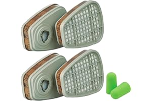 3M Filtre 6055 Cartouche A2 pour Respiratoire Serie 6000 – 4 Cartouches (2 Paires) et Bouchons d'oreilles SmartProduct – Bundle