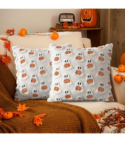 2er-Set Geister-Kissenbezüge Für Halloween – 45x45 Cm, Weich & Dekorativ