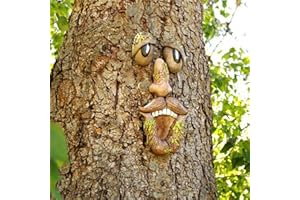 Tuzsocr Baumstamm Deko, Baumgesichter Für Bäume, Alter Mann Baumgesicht Baumumarmer, Garden Peeker Yard Art Baumgesicht Alter Mann, Gartendeko (Baumgesicht D)