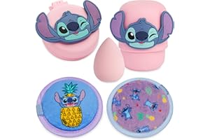 ‎DISNEY Disney Stitch Make Up Schwamm Set mit Schwammhalter, Abschminkpads & Haarbürste Rund - Stitch Sachen für Mädchen