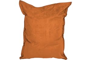 Lumaland Pouf géant de Luxe | Intérieur XXL Pouf avec Housse Lavable | 140cm x 180cm | Grand Coussin pour Enfants & Adultes | Sac intérieur Rechargeable incluant 380 litres de Billes EPS [Orange]