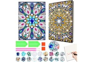 Fonyet 2 Stück Diamond Painting Mandala A5 Notizbuch Bastelset Kinder ab 6 7 8 9 10 Jahre, 5D DIY Diamond Pasted Painting Notizbuch Kits Basteln Mädchen Geschenk mädchen 10 Jahre
