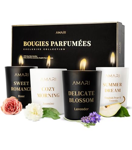 La Jolíe Muse Bougie Parfumée Jasmin 280g - 50-65 Heures Combustion - Coffret Cadeau Cire Naturelle