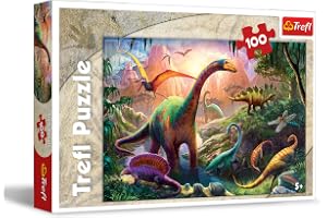 Trefl - Puzzle 100 Elementów, Świat Dinozaurów, Prehistoryczne czasy 5+ | Rozwój Koncentracji i Spostrzegawczości, Wysoka Jakość, Puzzle Pełne Szczegółów, Kolorowa Układanka dla Dzieci