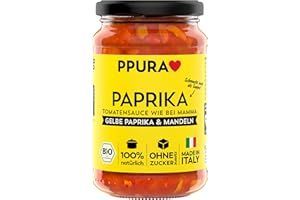 ‎PPURA PPURA Tomatensauce Paprika 340g – Fruchtige Bio Tomatensoße mit Paprika & Mandeln, Vegane Pasta Sauce mit 100% natürlichen Zutaten, ohne Zucker & Zusatzstoffe, traditionell hergestellt – Made in Italy