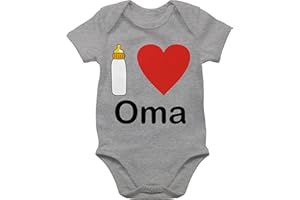 Shirtracer - Baby Body Junge Mädchen - Baby Strampler Mädchen & Junge - I love Oma Nuckelflasche