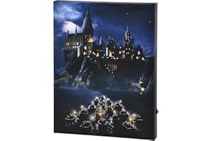 Elbenwald Harry Potter Wandbild mit Licht Schloss Hogwarts Design batteriebetrieben 30 x 40 x 3,8 cm