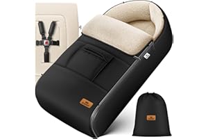 Kidiz® Babyfußsack Baby Fußsack Winterfußsack Babyschale mit Reißverschluss Kuschelsack Babydecke Kinderwagen waschbar verschließbarer Kopfteil,Tasche, passend für alle Kinderwagen, Schwarz