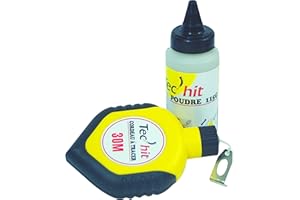 Tec Hit 515240 Cordeau Traceur + Poudre bi matière 30 mètres, Bleu/Jaune