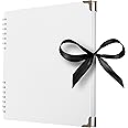Bstorify Square Scrapbook Photo Albums 70 Pages (25.4 x 25.4 cm) White Thick Paper, Hardcover, Metal Corners - Ideal for Your Scrapbooking Albums, Art & Craft Projects (White, 25.4 x 25.4 Cm)