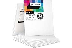 Blank Canvas - Canvas Frames Panel Board for Painting,100% Cotton Artist Quality Triple Primed Gesso Canvas Panel Quality Art Paint Supply by Artistik (Pack of 12-12 x 9")