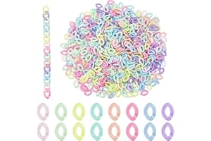 PH PandaHall 800pcs Chaîne Acrylique Colorée Collier Telephone Portable 8 couleur Connecteurs ovales Anneau de lien de couleurs de bonbon pour chaîne de sac à main Chaîne de lunettes telephon