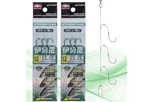LYYP FISHING Size 12 Offset Hooks – Pre-Tied Rigs (3 Hooks/Pack, 2 Packs) – No Tying Needed, Multi-Ground Sharp Tip, 5.0kg Line Strength