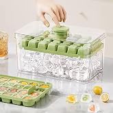 Promotional Ice Mold Set, Ice Container with Lid, 56 Ice Compartments (Water Green)