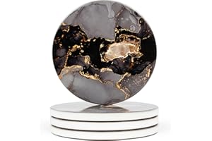 Naivasha Homeware Marble Coasters Set of 4 - Stunning Decorative Coasters in GLOSS Finish, Elegant Stone with Cork Bottom - Night