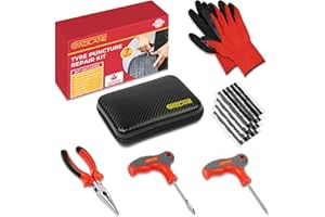 GADLANE Kit de réparation de pneus sans chambre à air – Kit de réparation de pneu plat de 7 pièces pour voiture, moto, camion, VTT, Jeep, tracteur et plus – Kit de réparation de crevaison de pneu de