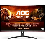 AOC Gaming CQ32G2SE - 32 Zoll QHD Curved Monitor, 165 Hertz, 1ms, FreeSync Premium (2560x1440, HDMI, DisplayPort) schwarz/rot