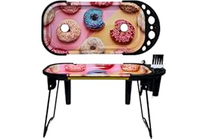 ZACTLY Rolling Tray Console Foldable Stand Premium Multifunctional Portable Stuffer Station Rolling Kit, Poker Stick, Cleaning Brush, King-Size & 1¼ Standard Cone Holders, Taper Groove Covers (Donuts)