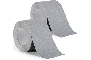 BASVII 2 Pack Bande Antidérapante Escalier, 10cmx10m Bande Antidérapante Rubandhésif Autocollante en PVC et Particules de Sable de Quartz, pour Intérieure, Extérieure, Travail et Maison Sécurité