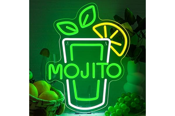 SIGNSHIP Letrero de neón mojito verde cerveza Bar arte del hogar USB LED letrero de neón dormitorio oficina hotel bar Sala de entretenimiento pared arte decoración de luces nocturnas