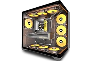 ANSAITE PC CASE ATX 6 PWM ARGB Fans Pre-Installed, Mid-Tower Gaming PC Case, Panoramic Tempered Glass Computer Case with USB 3.0,360mm Radiator Support (black) (K6)