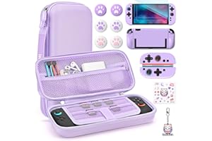 innoAura Switch 2 Tasche 14-in-1 Bundle für NS Switch 2 (2025), Switch 2 Case mit Tragetasche, Schutzhülle, Stick-Caps, Schutzfolie, süßem Anhänger und Sticker, Lila
